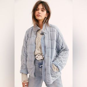 Free People Dolman Quilted Knit Jacket - Blue Size Medium